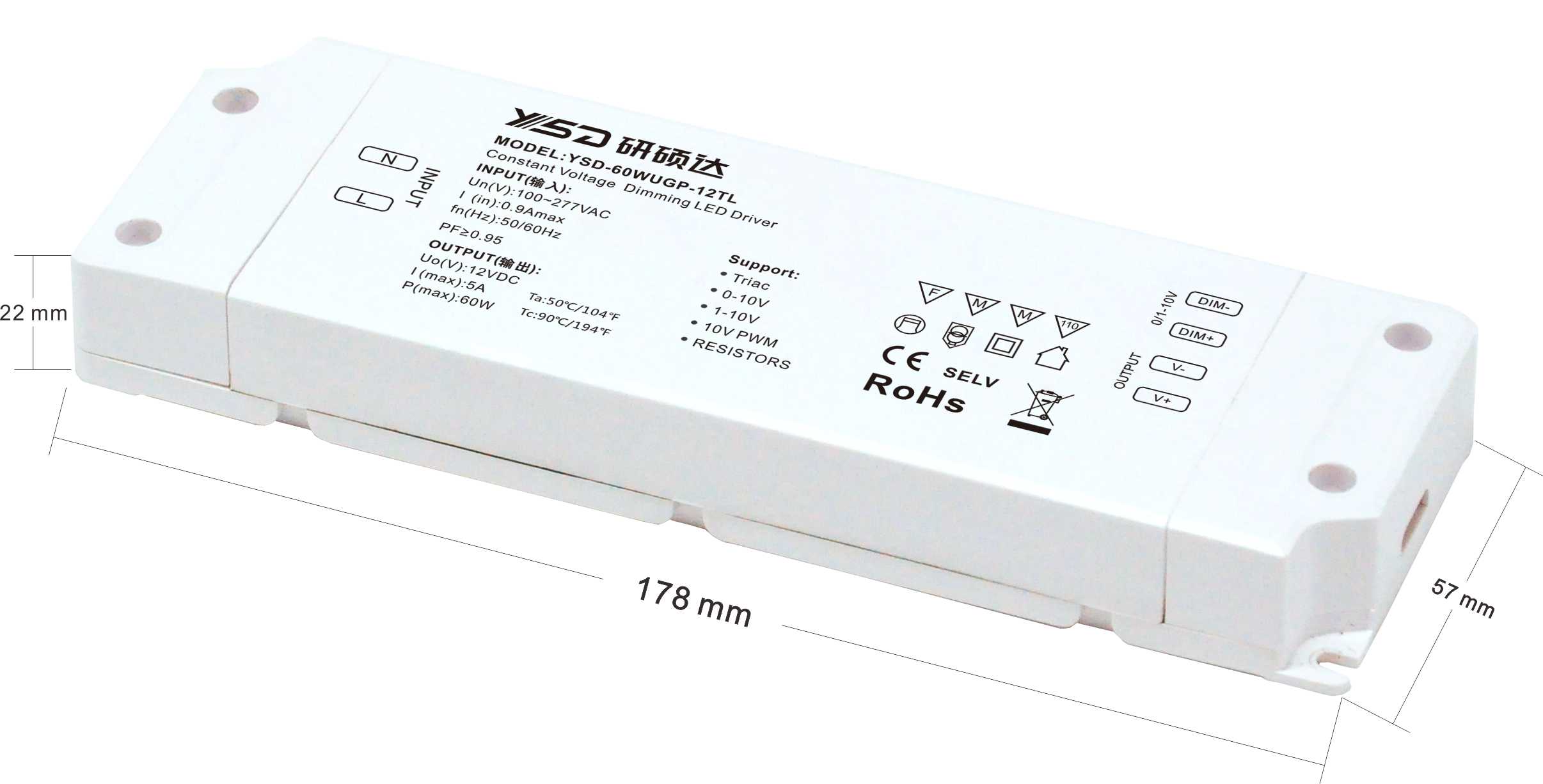 60w 5 in 1 dimmable LED driver high PF