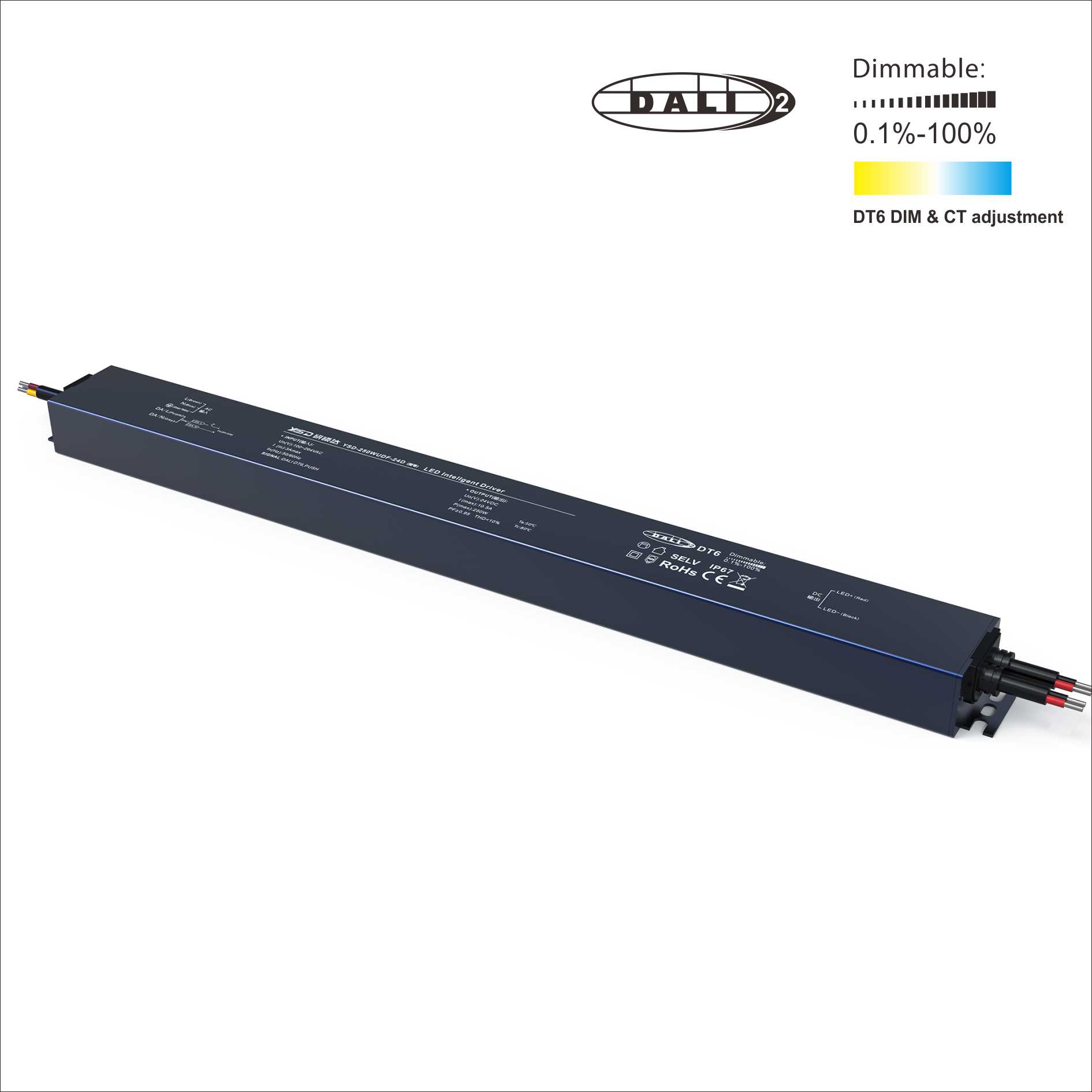 12/24V 200W DALI DT6 PUSH  Dimmable Waterproof LED Power Supply