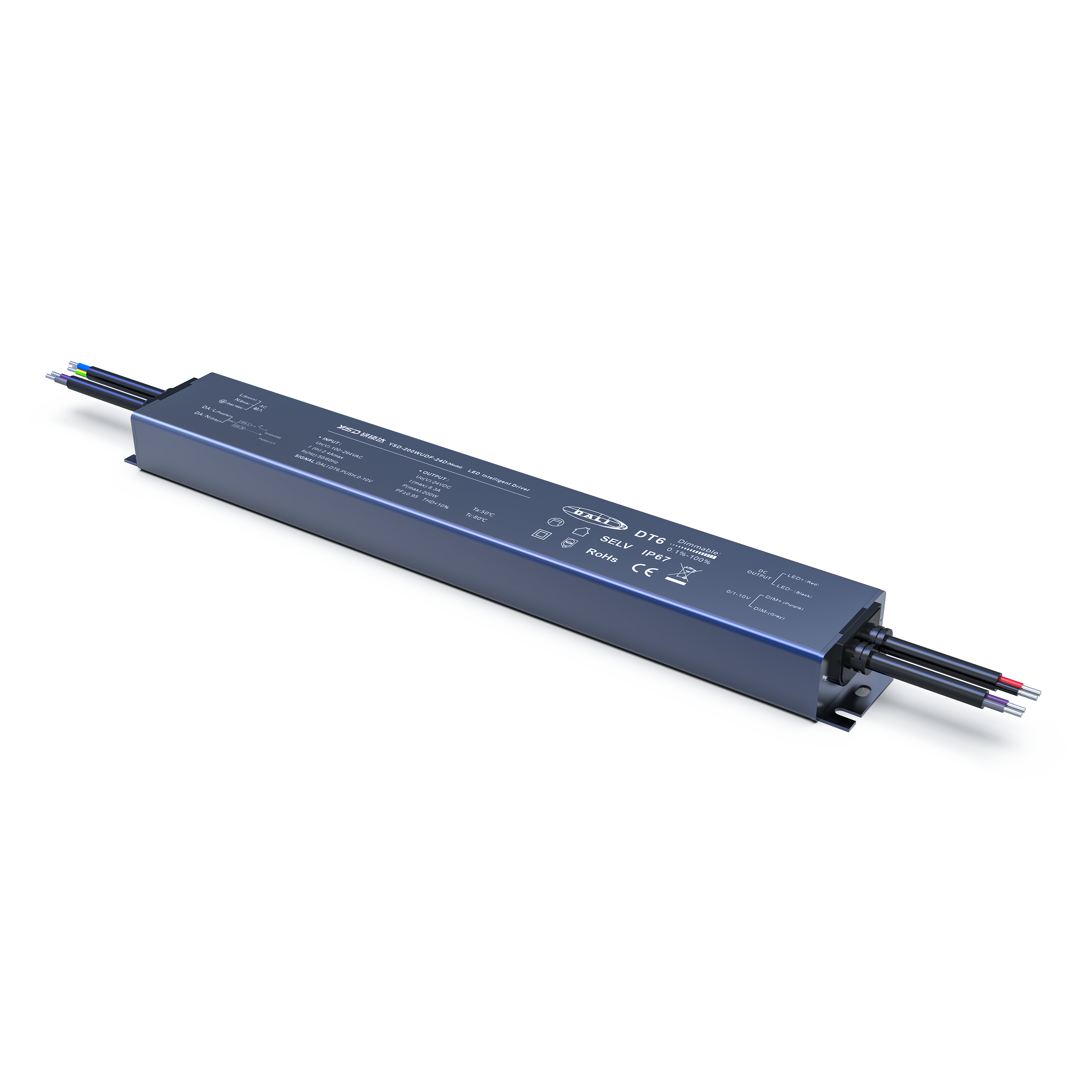 YSD-200W DALI DT6&PUSH&0-10V-DIM 3 in 1 Waterproof LED Power Supply