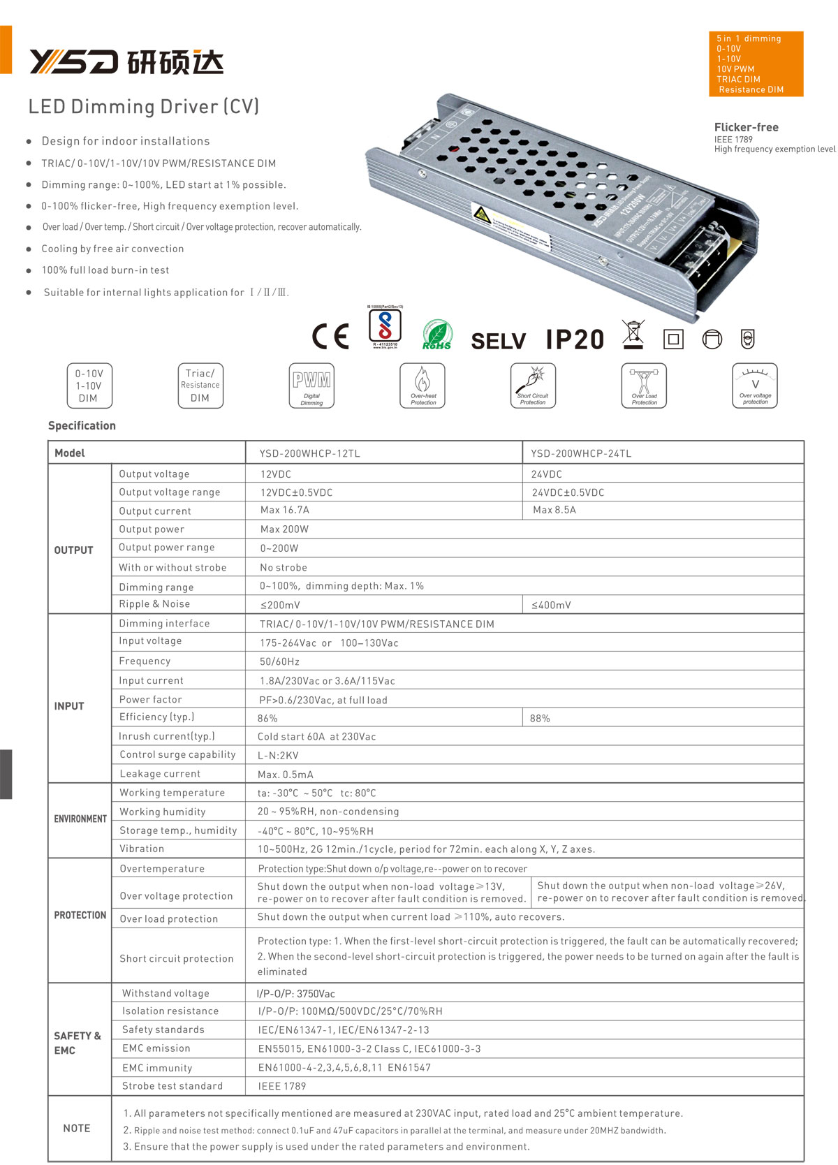 12V 24V 0-10V dimmable or Triac LED driver 60W 80W 100W 120w 150w 200w 12V led dimmer 0-10v or triac driver  specification  01