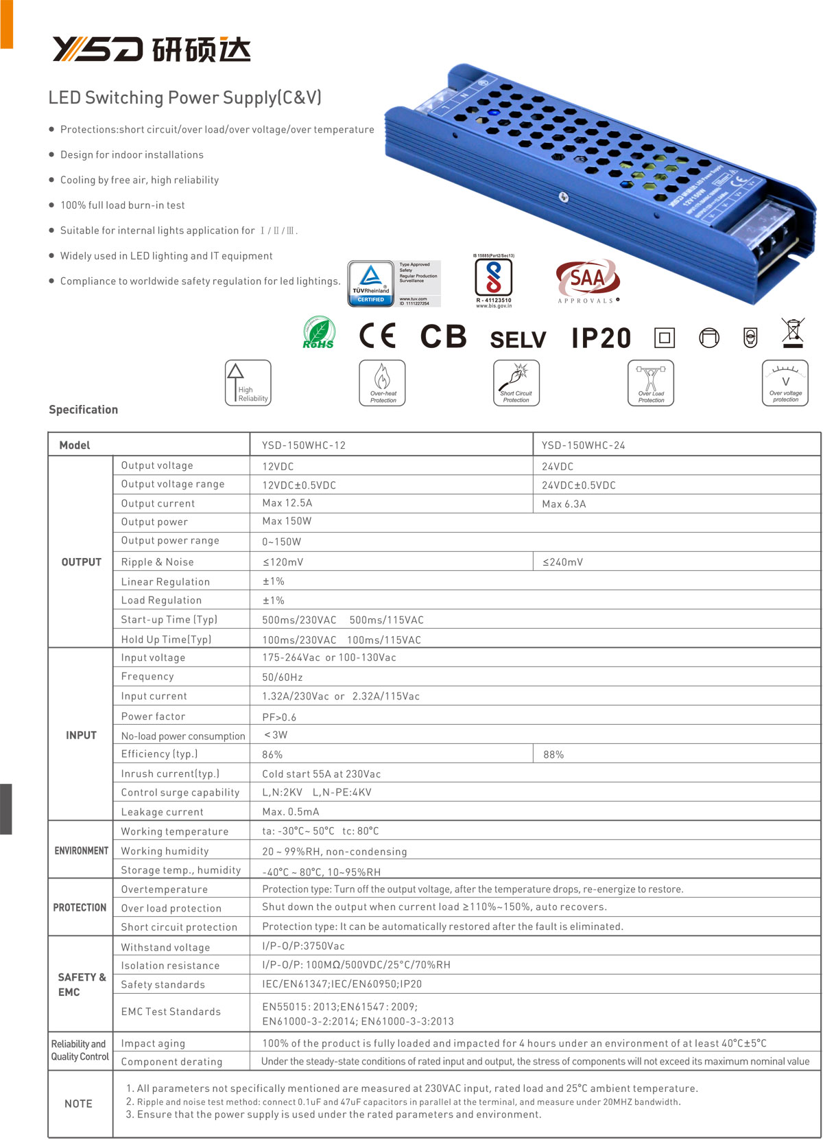 Hot selling ip20 12v 24v 48vpower supply 150w indoor led power supply for led strip LED power supply switching specification 01