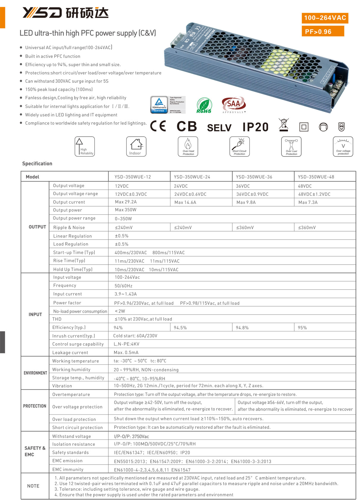 Shenzhen factory new High PF constant voltage LED driver 12v 350w IP40 24v led driver CE RoHS CB TUV SAA for indoor specification 01