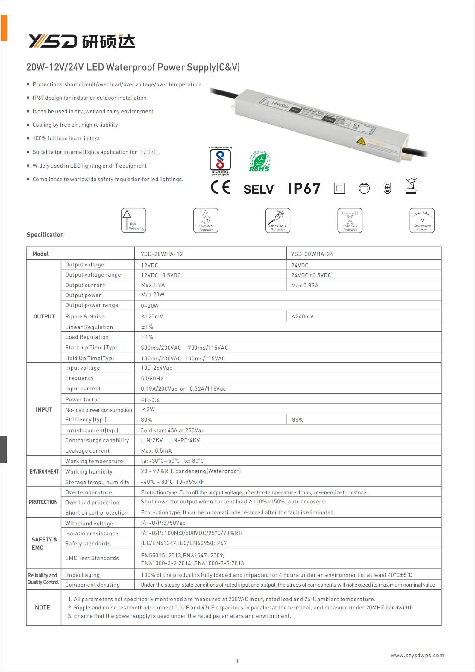 12v 24v 20w intertek led transformers ip67 waterproof led driver for led strips light driver specification 01