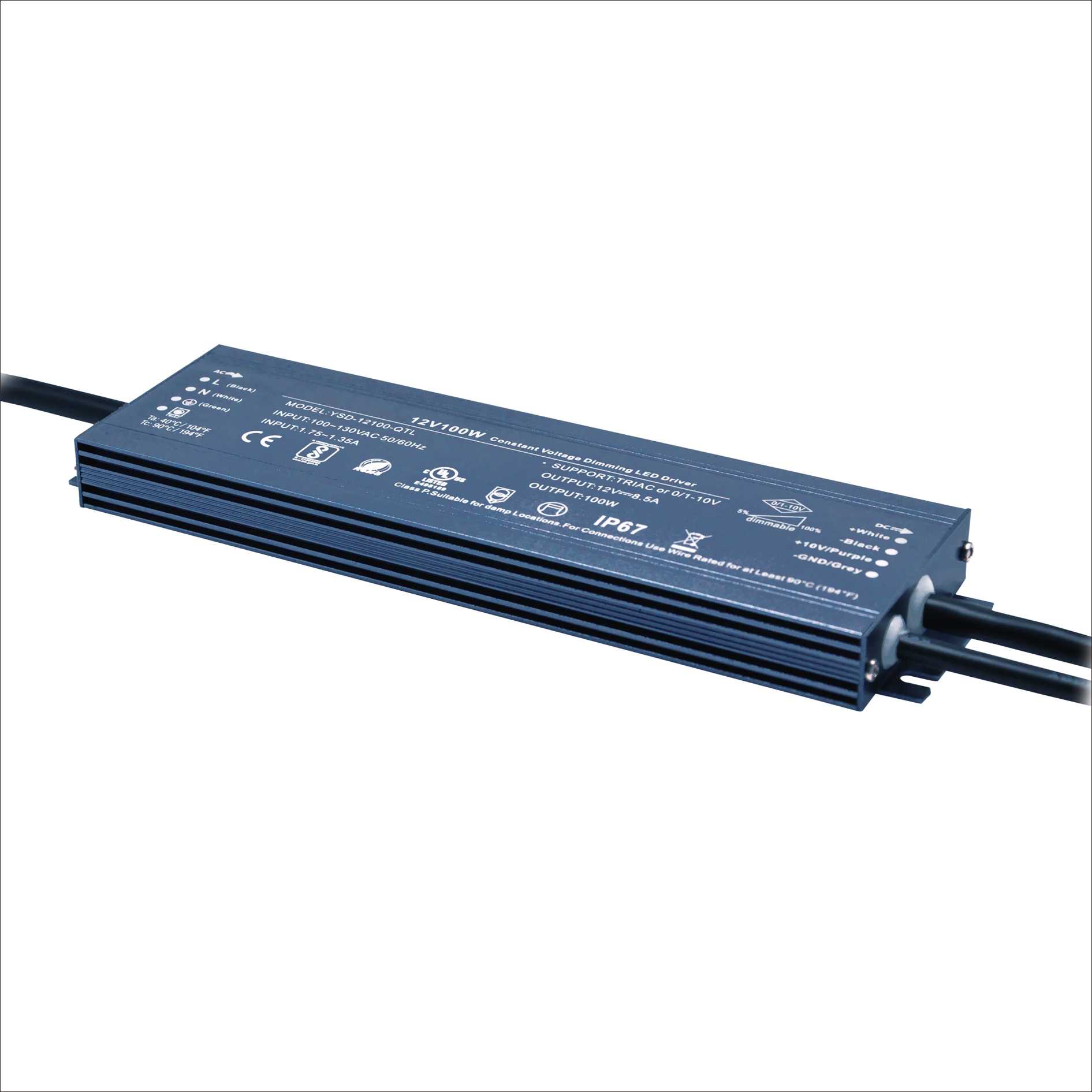 100W 12V/24V CV dimmable waterproof LED power supply