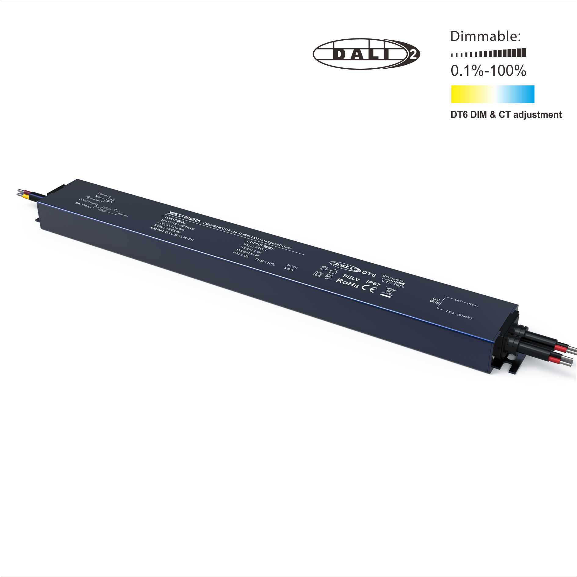 12/24V 60W DALI DT6 PUSH  Dimmable Waterproof LED Power Supply